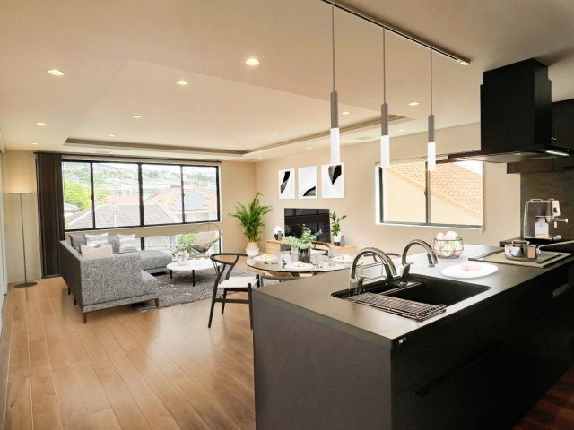 芦屋市松ノ内町　戸建ての居間・リビング|インテリアは3Dバーチャルです。物件には設置しておりませんが、家具を設置した際の雰囲気を参考にしていただければと思います。