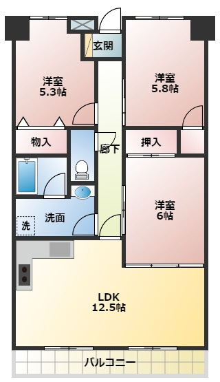 【間取り】 | ヴィラクラマス | 3LDKのお部屋です