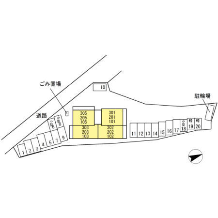 熊本市東区小山１丁目のアパートの区画図