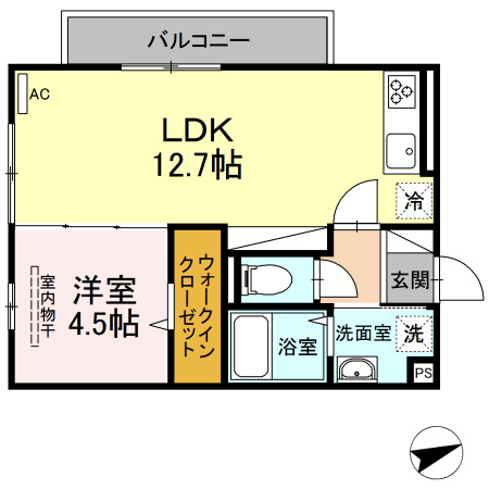 熊本市東区小山１丁目のアパートの間取り
