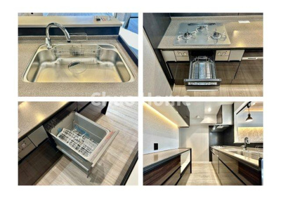 【キッチン】 | キャッスルマンション亀戸立花 | 【システムキッチン】ワイドで収納豊富な使い勝手の良いカウンターキッチンには、食洗器や伸縮タイプのキッチン水栓、三ツ口コンロ・魚焼きグリルなどの便利な設備が標準完備されています。