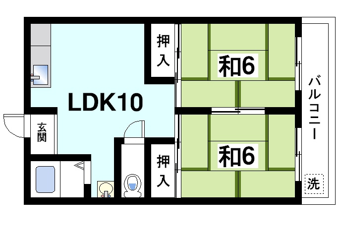 堀内ハイツの間取り|風通しがよく快適なお部屋です