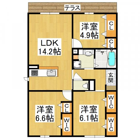 【間取り】 | agerate(アジェラート)　B棟