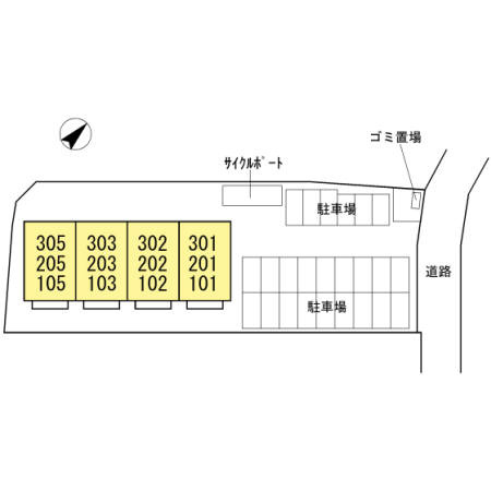 熊本市東区御領３丁目のアパートの区画図