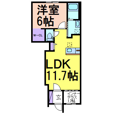 リッチ・モンドの間取り|掲載写真は同建物・反転タイプのお部屋です。現況優先と致します。