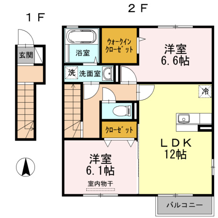 熊本市中央区大江２丁目のアパートの間取り