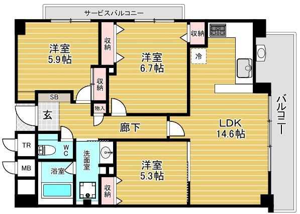 ディアステージ夕陽丘ソシエールの間取り