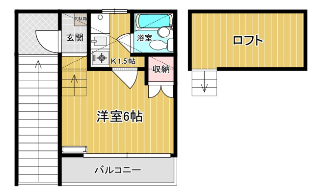 【間取り】 | アローハイム | ロフト付きのお部屋☆