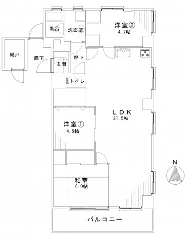 【内装】 | 目黒太陽マンション 5F | 新築分譲時の間取りです。