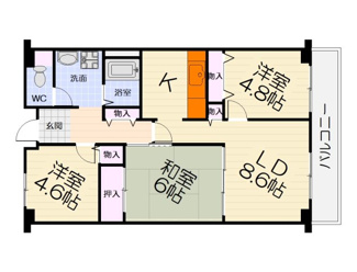 【間取り】 | ラ・シーム・フルール石津