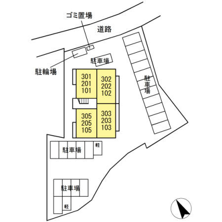 熊本市北区飛田３丁目のアパートの区画図