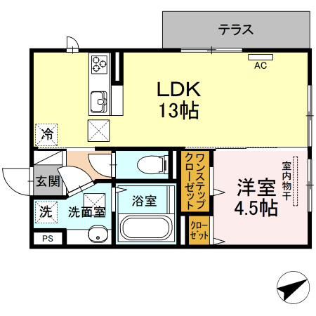 熊本市北区飛田３丁目のアパートの間取り