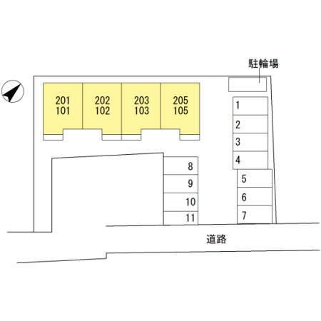熊本市北区清水新地２丁目のアパートの区画図