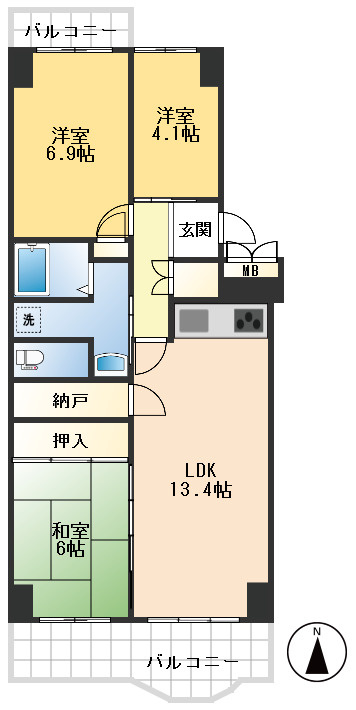 ユニハイム千里丘1号棟の間取り