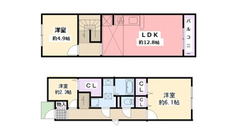 【間取り】 | ラフィネ小松B