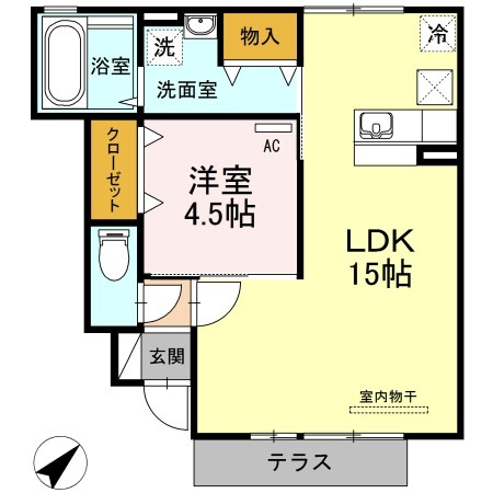 【間取り】 | エトワールしゅりⅡ | 1LDKのお部屋です
