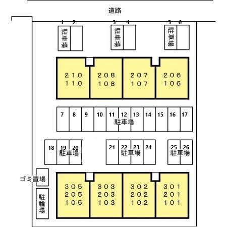 熊本市東区小峯３丁目のアパートの区画図