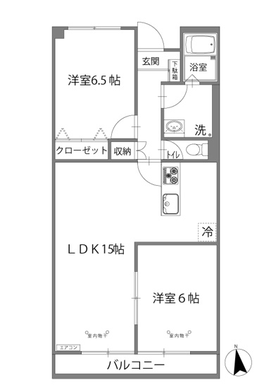 【間取り】 | マンションパシフィック | 広めの2LDKタイプ☆小さなお子様がいるファミリーさんにも良いですね！なんと言っても最上階なのが嬉しい♪