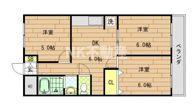 【間取り】 | 協栄ハイツⅡ(鴻池新田賃貸） | 間取りです