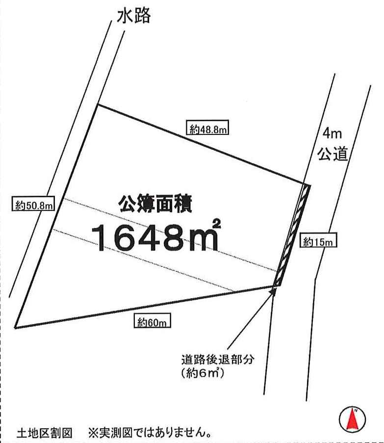 川越市大字古市場　建築条件なし売地　「上福岡駅」徒歩33分　敷地498坪　の土地図