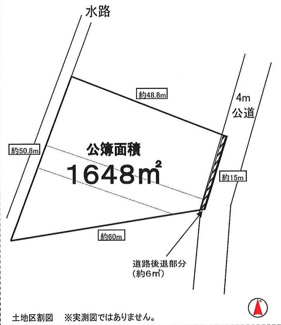 【土地図】 | 川越市大字古市場　建築条件なし売地　「上福岡駅」徒歩33分　敷地498坪　