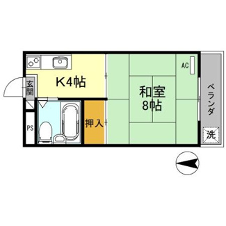 【間取り】 | 西浦マンション | ２１号室　エアコン１基