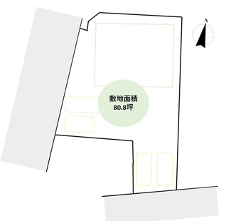 【区画図】 | 北群馬郡吉岡町漆原　中古戸建 | 土地は広々８０坪超