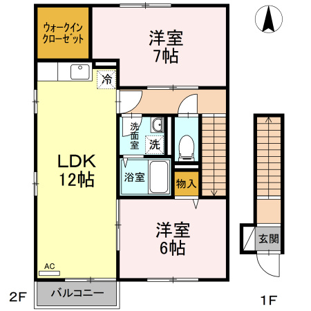 【間取り】 | ボン･ヴォヤージュ  | 2LDKのお部屋です