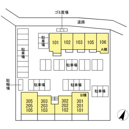 熊本市東区長嶺東１丁目のアパートの区画図