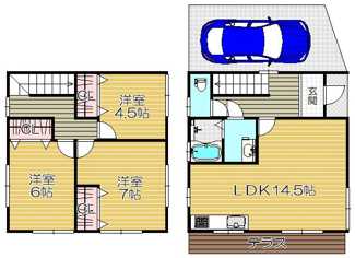 【間取り】 | 荒木町戸建貸家