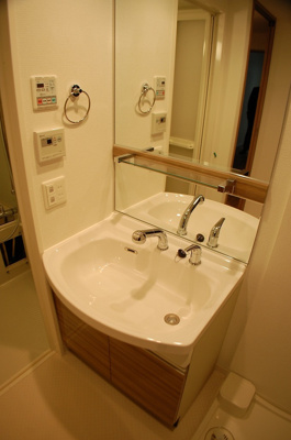 【独立洗面台】 | プレサンスタワー北浜 | 朝の支度にも助かる、独立の洗髪洗面化粧台