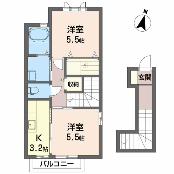 【間取り】 | シャーメゾンMAEDA　A棟 | 2Kのお部屋です