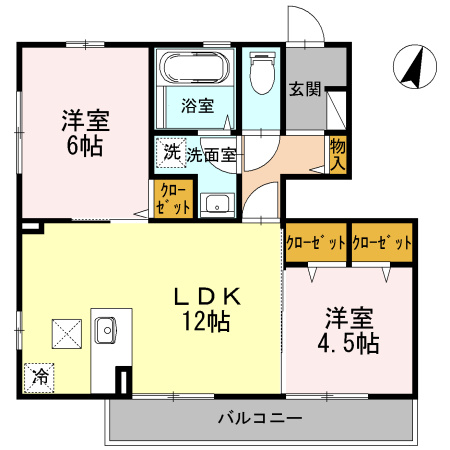 熊本市中央区新屋敷２丁目のアパートの間取り