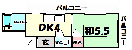 熊内マンションの間取り