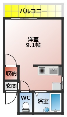 グランツ香里新町の間取り|１DＫの間取り