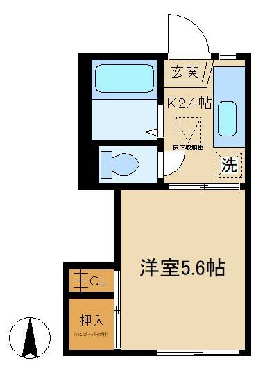 南向き。１Ｋタイプの間取り。