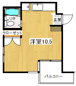 【間取り】 | サンフラッツ稲毛 | 広めの1R