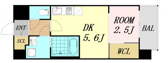 セレニテ福島プリエ 仲介手数料無料の間取り