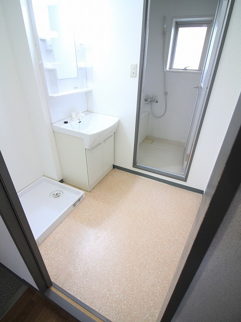 ラセーヌNのバルコニー|脱衣スペースもあります