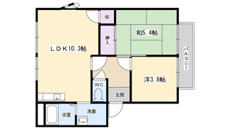 【間取り】 | ハーモニーハイツC | 2階の角部屋です