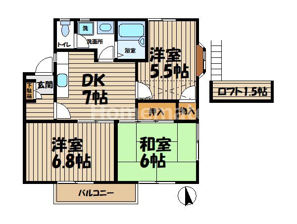 【間取り】 | ソレイユ湘南B