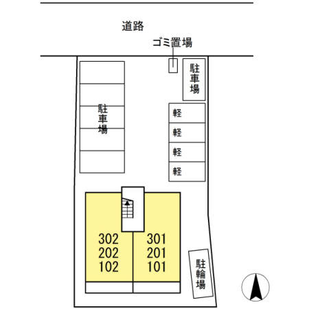 熊本市北区清水本町のアパートの区画図