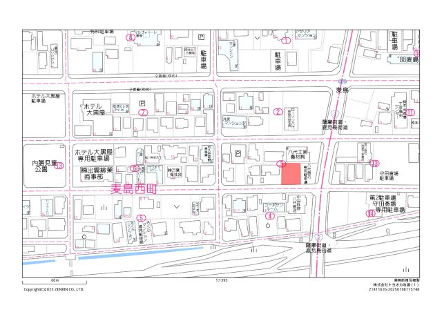 麦島西町土地の地図