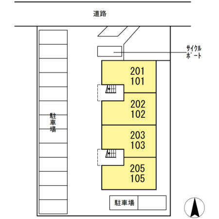 合志市須屋のアパートの区画図