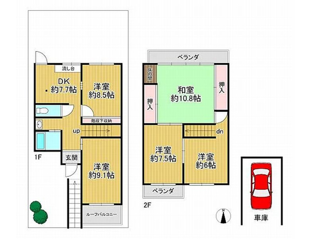 【間取り】 | 山科区上花山桜谷　中古戸建