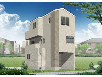 【外観パース】 | ☆最・大・級・値・下・げ☆仲介手数料不要！藤沢市弥勒寺１丁目Ａ号棟 | ２つのバルコニーが利用でき、３部屋とサービスルーム、ＬＤＫ１８．５帖あります！