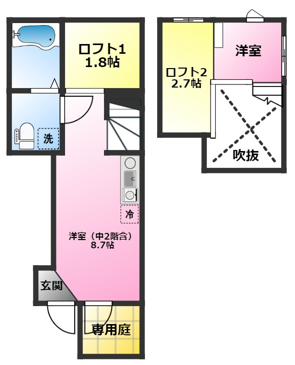 ラ・セオナ元住吉の間取り|ロフトとリビングを繋ぐベンチ階段♪