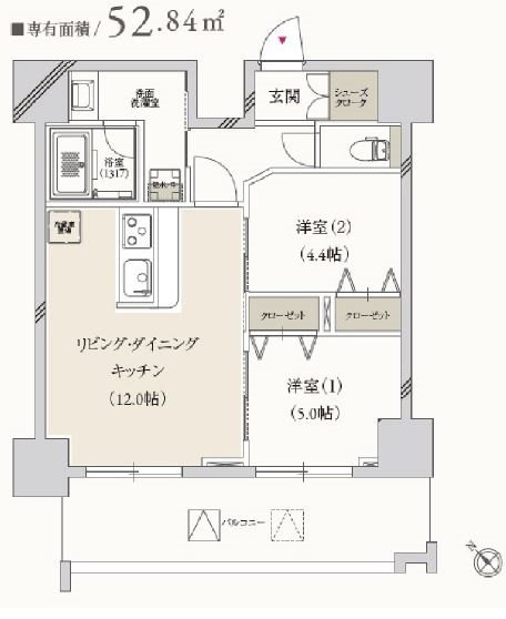 使いやすい2LDKタイプの部屋