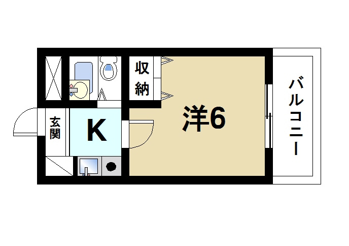 シティパレス21西大寺Part1の間取り|単身者向けの快適な間取りです