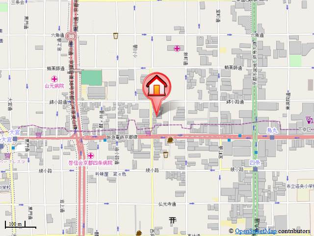 レジデンシャル四条蟷螂山の地図